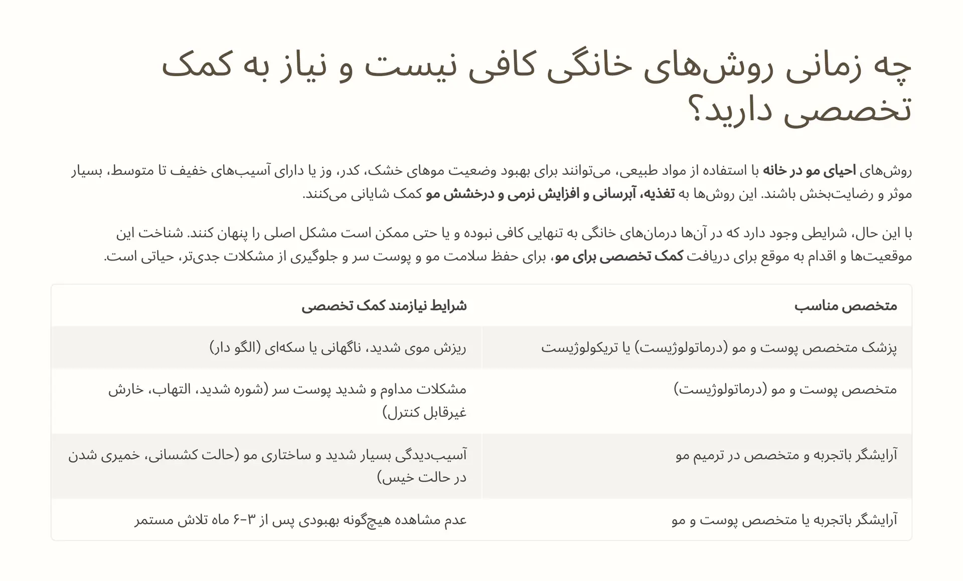 چه زمانی روشهای خانگی کافی نیست و نیاز به کمک تخصصی دارید؟