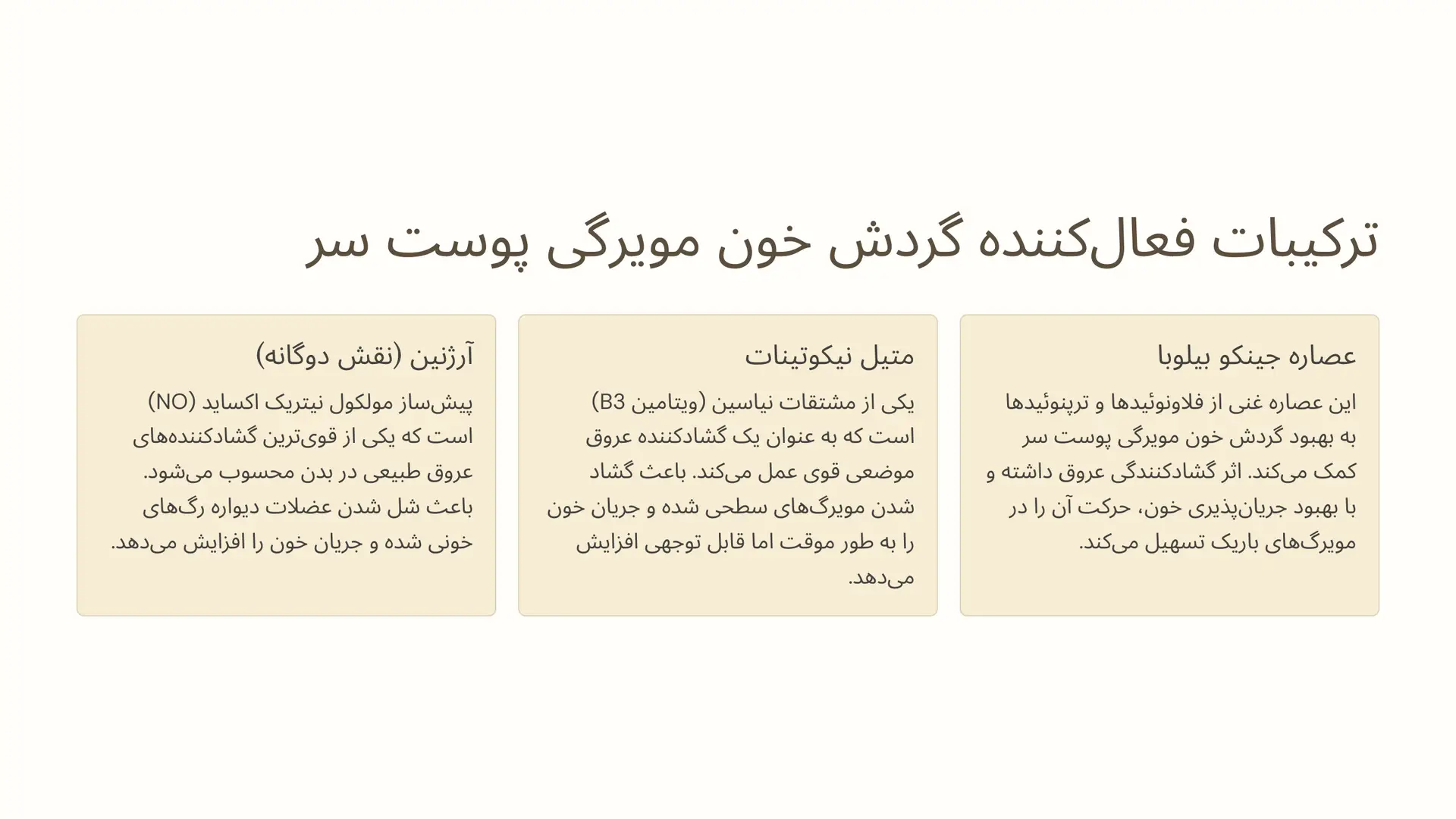 ترکیبات فعالکننده گردش خون مویرگی پوست سر